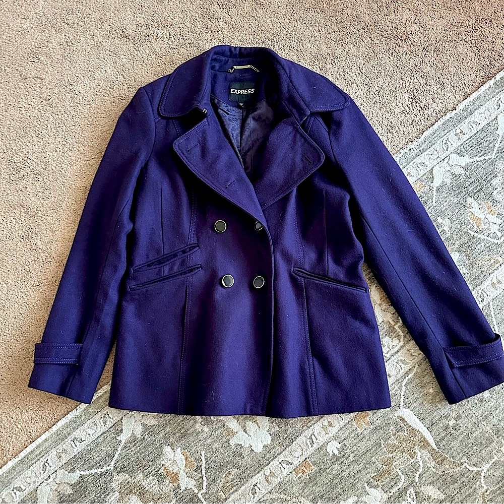 Express Women's Deep Purple Peacoat